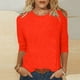 thumbnail image 3 of Blusas Umfun para mujer, cuello redondo liso, manga 3/4, blusa informal versátil, color rojo, talla L, 3 of 5