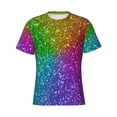 thumbnail image 4 of Qekee Colorful Glitter Classic Fit T-Shirt Men's Shirt Men's Tight Short Sleeves for Exercise, Running, Mountaineering - Colorful Glitter, 4 of 9