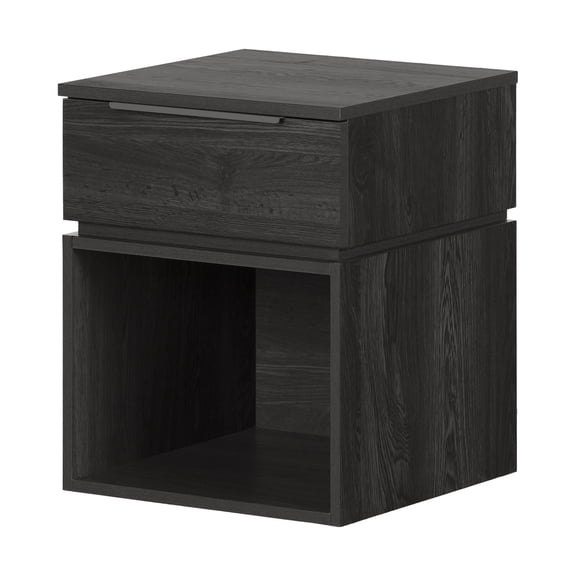HomeStock Earthy Elements 1-Drawer Nightstand Gray Oak, Laminated Finish, Bedroom Endtable, Night Table, Bed Night Stand
