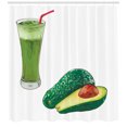 thumbnail image 3 of Avocado Shower Curtain, Vintage Style Healthy Fresh Avocado Juice for Diet and Slices of Fruit Illustration, Fabric Bathroom Set with Hooks, 69W X 75L Inches Long, Multicolor, by Ambesonne, 3 of 3