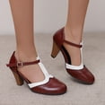 thumbnail image 4 of SACFOF Womne's T-Strap Mary Jane Oxfords Pumps Vintage Mid Kitten Heels Lolita Round Toe Dress Shoes for Wedding Party, 4 of 6