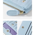 thumbnail image 4 of Cartera con estampado de flores lindas para niñas, cartera estética pequeña de tres pliegues, monedero de cuero de PU, bolsillo para tarjetas, monedero con ventana (azul), 4 of 5
