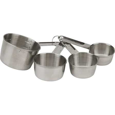 Stainless Steel Measuring Cup Set, 4-Piece, Storage Ring, Silver, GoodCook