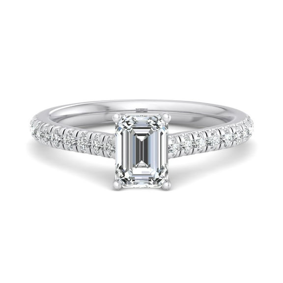 Oryn Jewel 2.1 Ct Emerald Cut Lab Created Diamond Engagement Ring - 14K White Gold Over Ring - Bezel Set Solitaire with Accents for Women - Stylish Jewelry Gift for Her - Everyday Diamond Ring
