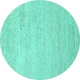 thumbnail image 1 of Ahgly Company Machine Washable Indoor Round Oriental Turquoise Blue Industrial Area Rugs, 7' Round, 1 of 4