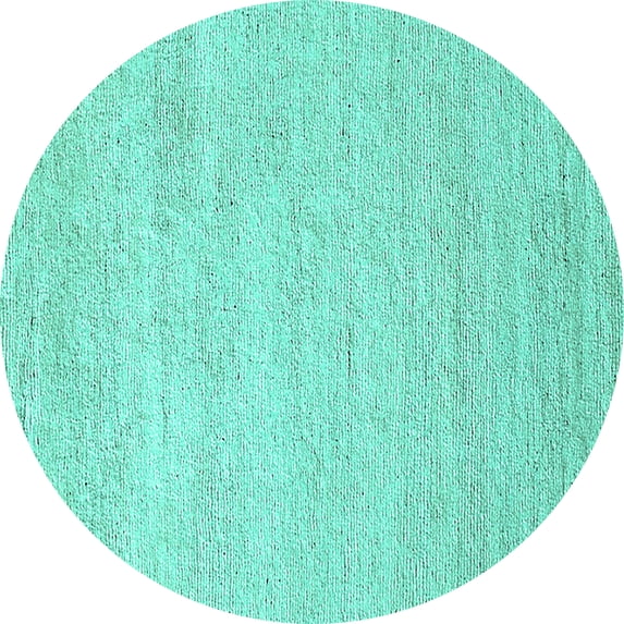Ahgly Company Machine Washable Indoor Round Oriental Turquoise Blue Industrial Area Rugs, 7' Round