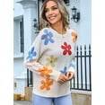 thumbnail image 2 of Cute Sweaters for Women Long Sleeve Floral Pullover Knitted Outerwear Y2K Tops Loose Winter Fall Outfits 2025 White M, 2 of 7