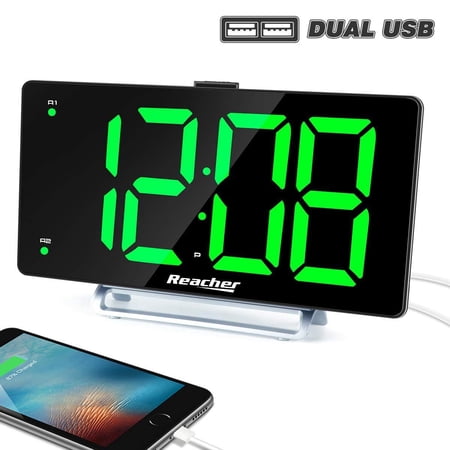 k-star large alarm clock 9" led digital display dual alarm with usb charger