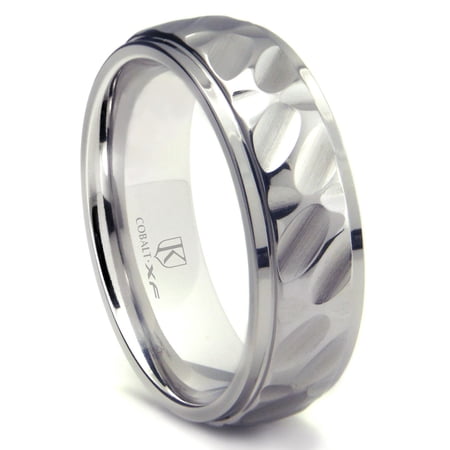 Andrea Jewelers Cobalt Xf Chrome 8MM Hammer Finish Wedding Band Ring Sz 10.0