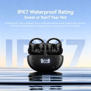 Blackview Open Earbuds,Wireless Earbuds with Digital Display Charging Case,Bluetooth 5.4,IPX7,Lightweight Comfort,Clip On Earbuds for Workout/Running,Black