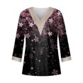 thumbnail image 5 of Hauts d'Été pour Femmes Mode Hauts d'Été pour Femmes Col en V Manches 3/4 Imprimé T-shirt Décontracté Blouse Hauts pour Femmes Manches 3/4 en Liquidation, 5 of 5