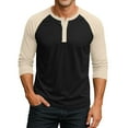 thumbnail image 2 of Hearthz Men's 3/4 Sleeve Baseball Raglan T-Shirts Summer Henley Shirts for Men Casual Cotton Sport Athletic Jersey Tee Tops ,Black XXL, 2 of 7