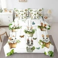 thumbnail image 1 of YST Kawaii Rabbit Ensemble de Lit 7 Pcs Mignon Rabbit Ensemble de Lit Simple, Ensemble de Literie Papillon Coloré avec Couette Plantes en Pot Naturelles Housses de Coussin Ensemble de Draps Floraux Botaniques, 1 of 5
