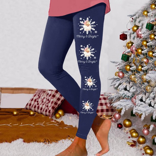 WILLBEST Leggings de Mujer, Cintura Alta, para Entrenamiento, Yoga, Pantalones Suaves, Elásticos, con Estampado Navideño, Bloques de Color, Cómodos, para Fitness Mediana