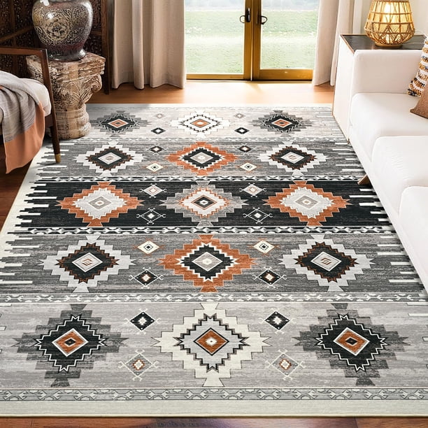 Area Alfombra B BENRON Western para sala de estar, 160 cm x 200 cm, color crema
