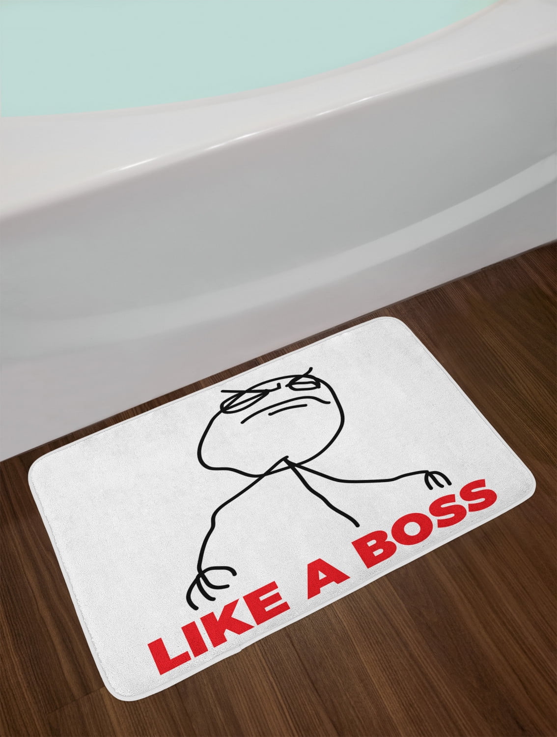 LIS HOME Bath Mat Stickman Meme Face Icon Looking at Computer