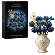Skull Bouquet Building Block Sets Halloween Gothic Flowers Roses Collectible Room Decor Gift Valentine's Day Gifts for Women Adults