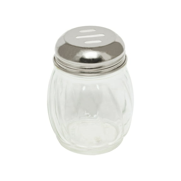 Excellante 6 oz stainless steel slotted swirl cheese shaker, comes in dozen