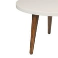 thumbnail image 2 of 24 Inch Modern Coffee Table Round Off White MDF Top Tapered Brown Mango Wood Legs - Saltoro Sherpi, 2 of 7