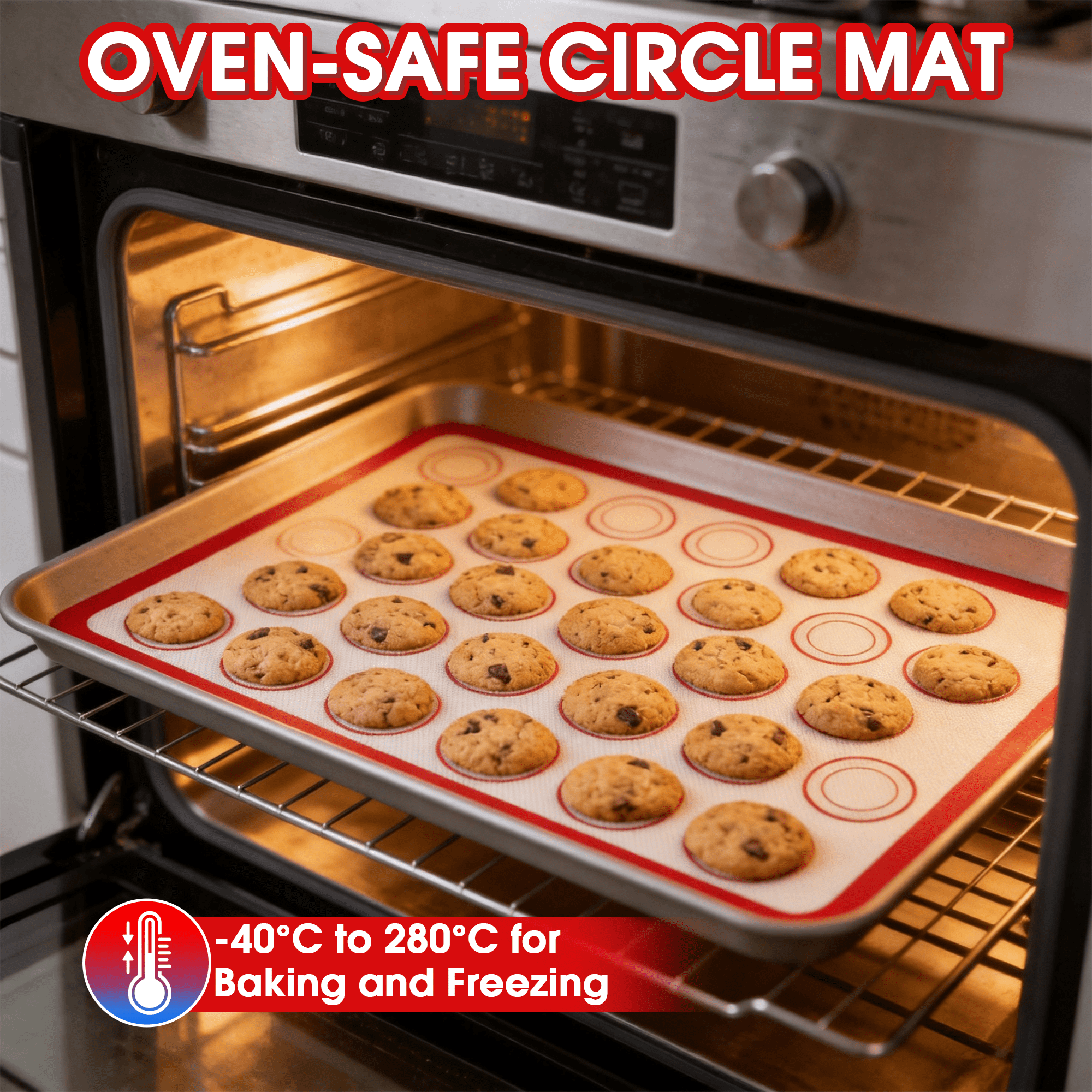 6 Pack Silicone Baking Mat Set, Silicone Baking Sheet, 3 Silicone Pastry Mats for Rolling Dough, 3 Macaron Baking Mats for Oven Baking