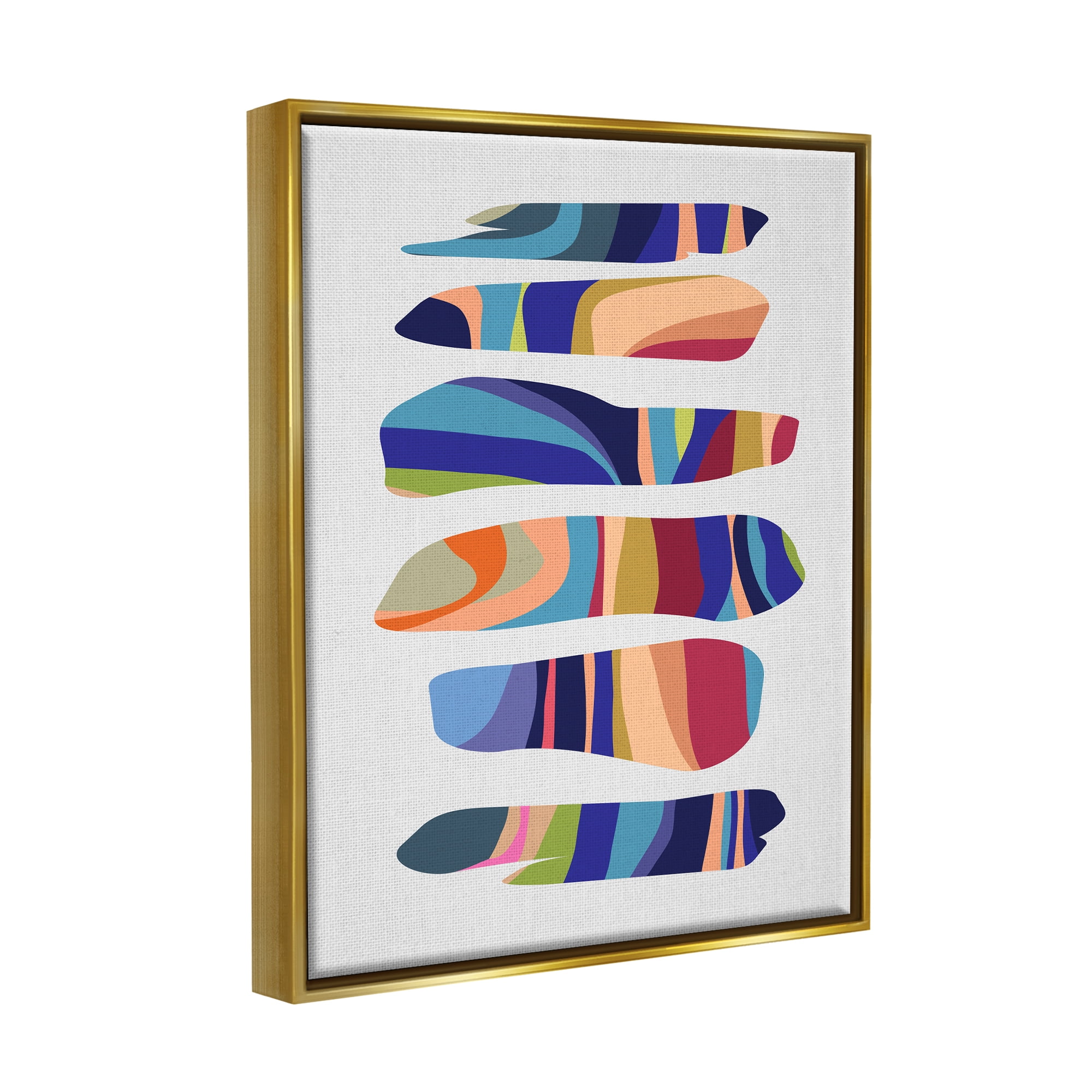 Stupell Industries Varied Contemporary Shapes Abstract Painting Gold Floater Framed Art Print Wall Art, 25 x 31