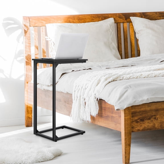 2‑Pack Black C‑Shaped End Tables, Slim Side Tables for Sofa & Bed