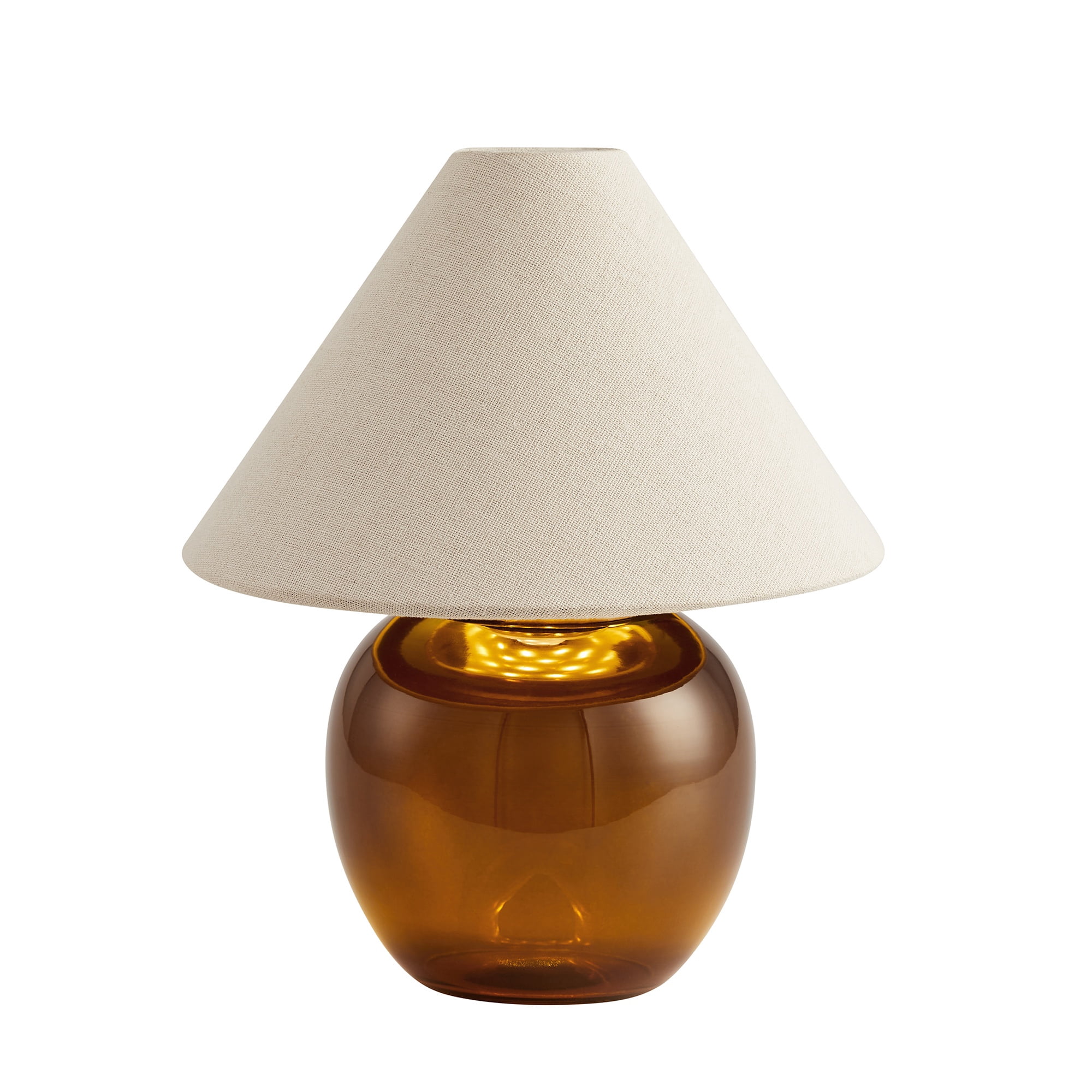 Better Homes & Gardens 8.5 in Amber Glass Rechargeable LED Portable Table Lamp with Dimmable Touch Sensor