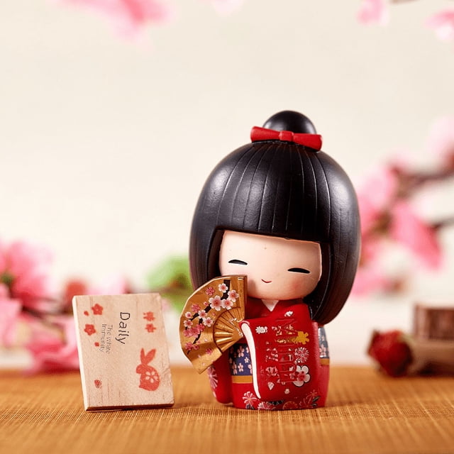 Muñeca de kimono japonesa, linda muñeca de corazón para niña, adornos para restaurante diario, joyería de escritorio, regalo artesanal