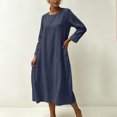 thumbnail image 7 of Lmueinov Dresses for Women Long sleeve Flowy Casual Cotton Linen Dress Lightweight Tunic Dress with Pockets Beach Vacation Sundresses, 7 of 7