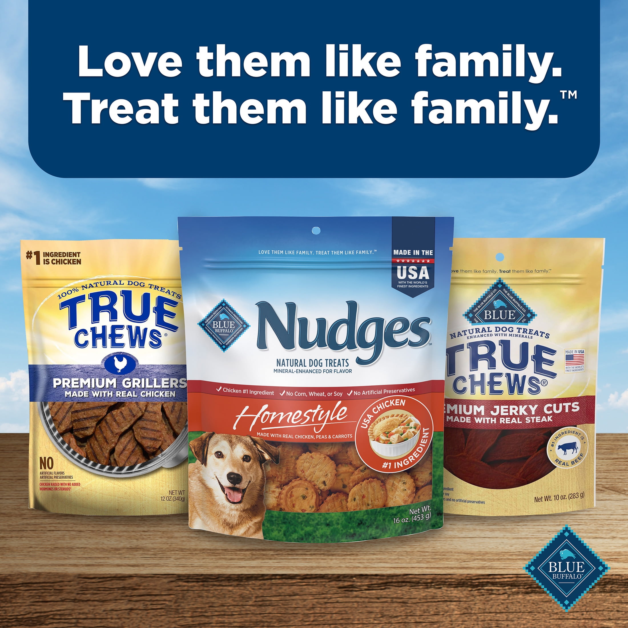 Blue Buffalo Nudges Homestyle Natural Dog Treats Made with Real Chicken, 16-oz. Bag