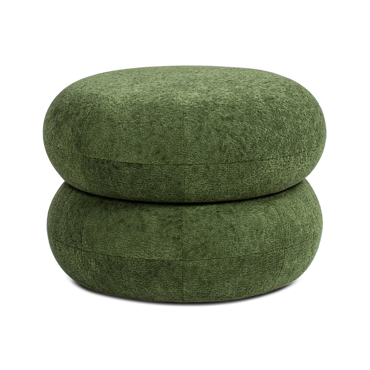 Ottomans With Storage Nest 19.5" Low Round Upholstered Ottoman, Moss Green,Living Room Ottomans