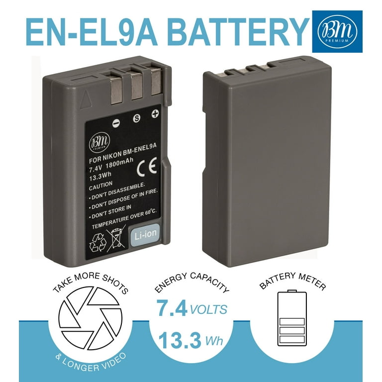 BM Premium 2-Pack EN-EL9, EN-EL9A Batteries for Nikon DSLR D5000