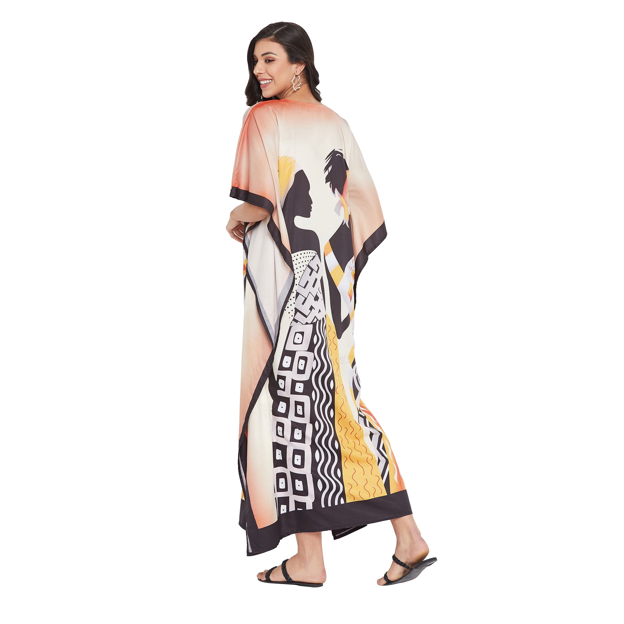 knee length dresses for ladies Ankara Kaftan Dress: African Print dress – Nuichan main image 1