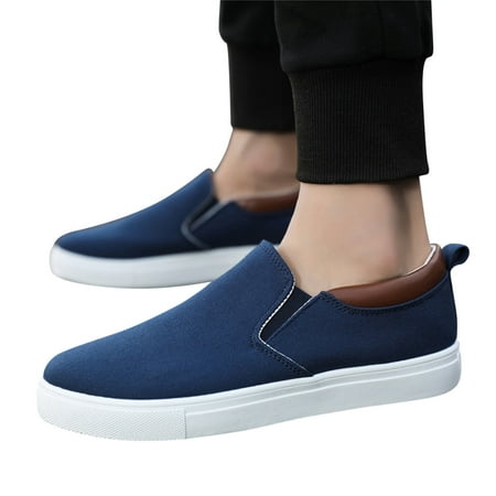 Oyedens Men Slip on Loafers Canvas Shoes White Casual Walking Sneakers Black Fashion Work Shoes