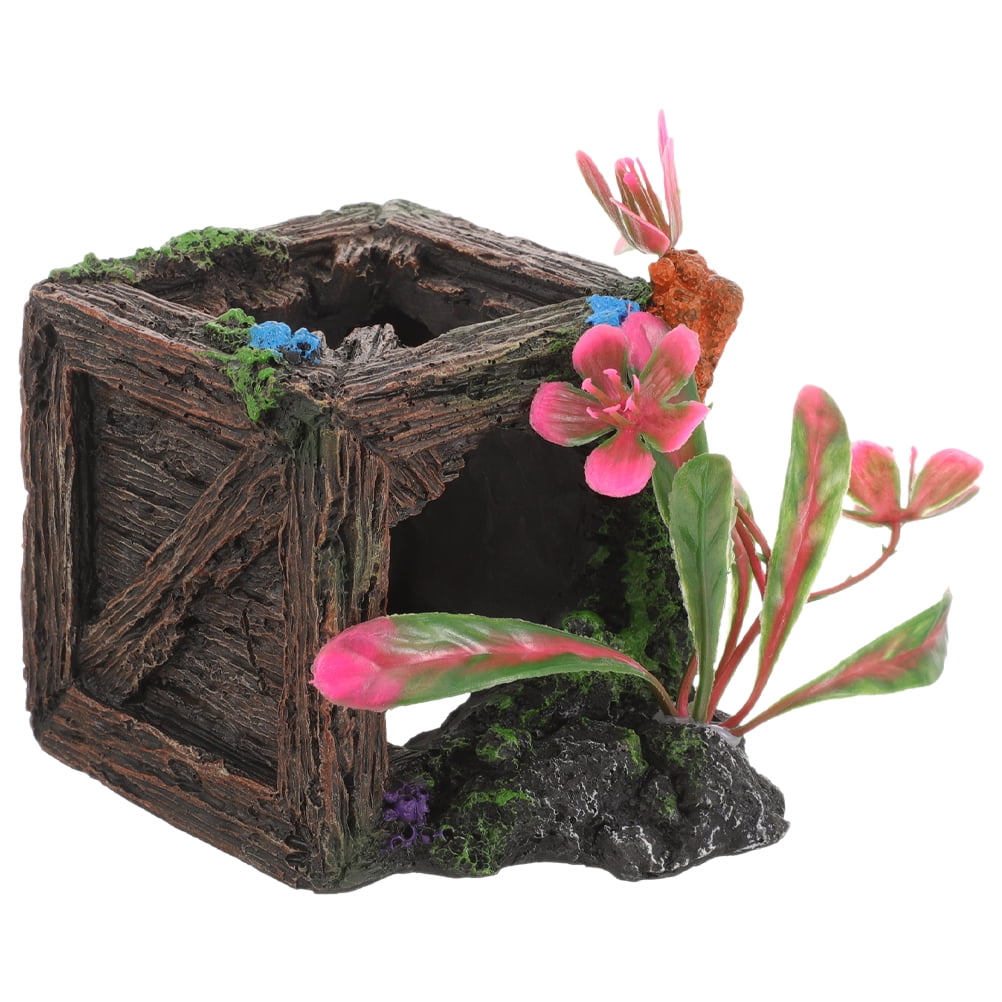 Miangastore Aquarium Décor Paysager en Résine Brun Foncé 1Ensemble 3.5x2.9x2.9in