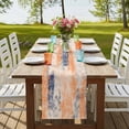 thumbnail image 4 of Orange Blue 108 Inch Table Runner, Minimalist Smear Abstract Art Painting Farmhouse Dresser Scarf Cotton & Linen Tablerunner for Dining/Kitchen Island/Holiday Party Décor 13" x 108", 4 of 9