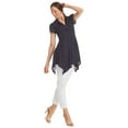 thumbnail image 2 of WT1312 Womens Print Short Sleeve Empire Line Side Panel Tunic XXL Navy_Polka, 2 of 3