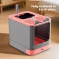 thumbnail image 4 of Elf Pink Elevated Cat Litter Box, Leak Proof Open Top Litter Box with Cleaning Scoop, Durable Safe Ventilated Litter Pan for Single & Multi Cat Households, 4 of 5