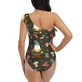 thumbnail image 6 of Yiaed Gnome Insect Frog Print Women One Piece Swimsuits Tummy Control One Shoulder Bathing Suits Pattern Ruffle Swimwear-X-Large, 6 of 8