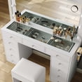 thumbnail image 5 of Vanity Desk & Power Outl, Makeup Vanity with Mirror and 12 LED Lights, Makeup Table with 11 Drawers, Vanity Table with Chair,Set 3 Lighting Modes Brightness Adjustable, 5 of 5