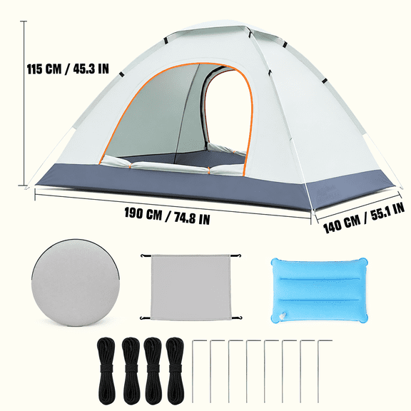 Pop Up Tent, Instant Camping Tent with 2 Doors and Skylight, 74.8 x 55.1 x 45.3 in, Gray