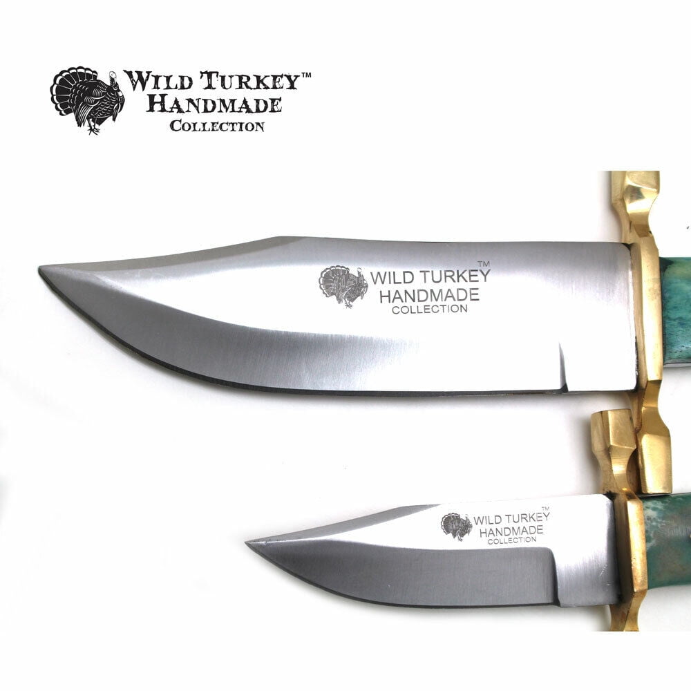 Wild Turkey Handmade Collection 2 Piece Gift Set Bowie Knife w/Leather Sheath ED