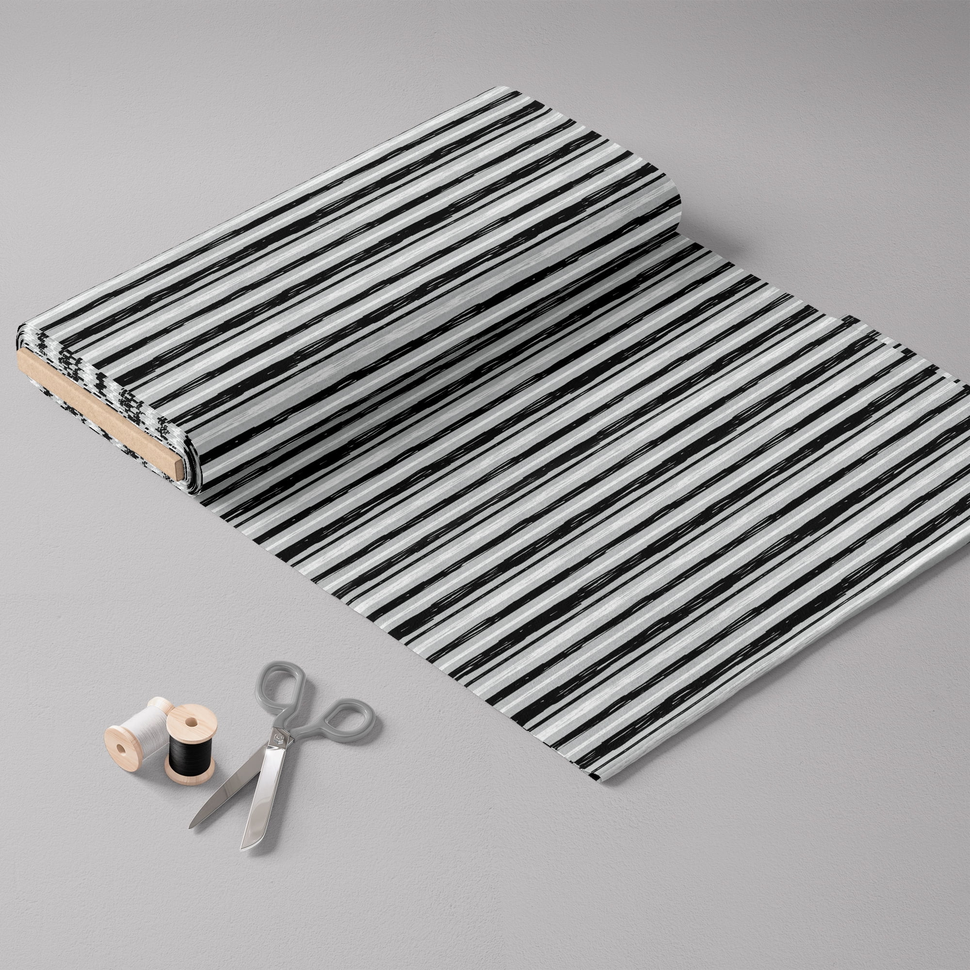 Mainstays 44" Width Cotton Flannel Stripes Black/Gray Fabric 8 Yard Bolt