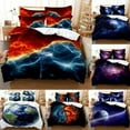 thumbnail image 4 of 2Pcs/3Pcs Quilt Cover +Pillowcase 3D Digital Printing Starry Series Bedding Set King, 4 of 5