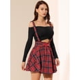 thumbnail image 2 of INSPIRE CHIC Falda De Tela Escocesa Gótica Para Mujer Faldas De Tirantes Desmontables De Cintura Alta Negro rojo L, 2 of 6