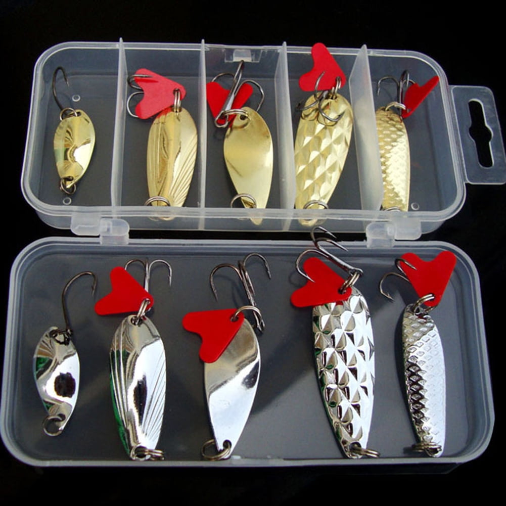 10Pcs Luminous Fishing Lures Rubber Worm Bass Crank Bait Outdoor Tools Kit 