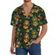 thumbnail image 1 of Balery Mask Tropical Flower Camisa Casual de Manga Corta con Botones para Hombre, Texturizada, Estilo Cubano, para Playa, Verano-3X-Large, 1 of 5