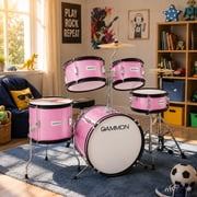 Gammon Percussion 5pc Junior Drum Set - Beginner Kit with Stool & Stands - Pink