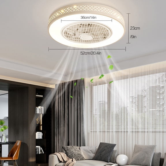 Remote LED Ceiling Fan Light Enclosed Chandelier Fan Lamp Dimmable 3 Speed Fan 110V/60HZ 40W 20.4*9 inch for The Living Room, Dining Room, Kitchen