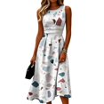 thumbnail image 3 of KLHDSF Dresses For Women Crew Neck Sleeveless Fit And Flare Fashionable Lightweight Elegant Summer Dress Blue XL, 3 of 6
